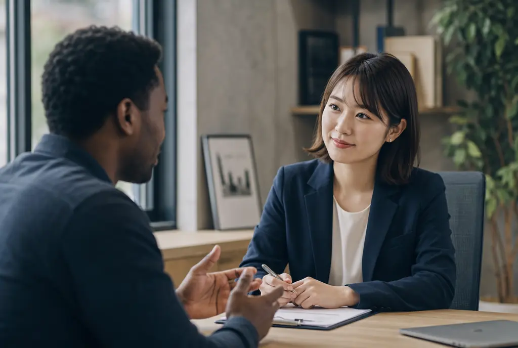 相談者の話に耳を傾ける担当者
